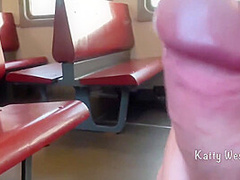 The Girl 18 Y.o. Showed Her Panties On The Train And Jerked Off A Dick To A Stranger In Public 9 Min
