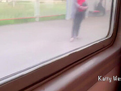 The Girl 18 Y.o. Showed Her Panties On The Train And Jerked Off A Dick To A Stranger In Public 9 Min