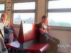 The Girl 18 Y.o. Showed Her Panties On The Train And Jerked Off A Dick To A Stranger In Public 9 Min