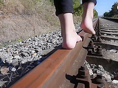 Free Premium Video Barefoot Walking And Dirty Feet On Rails (long Toes Bare Feet Foot Tease Sexy Feet Public Feet)