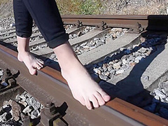 Free Premium Video Barefoot Walking And Dirty Feet On Rails (long Toes Bare Feet Foot Tease Sexy Feet Public Feet)