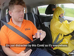 Masked n uniformed babe car fucked outdoor by driving tutor