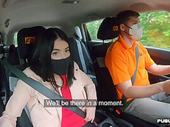 Car fucked teen banged outdoor by driving instructor