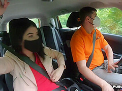 Car fucked teen banged outdoor by driving instructor
