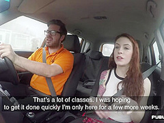 Driving student redhead babe public fucked outdoor