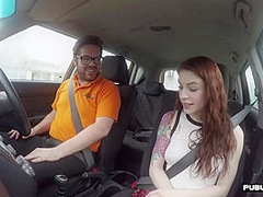 Driving student redhead babe public fucked outdoor