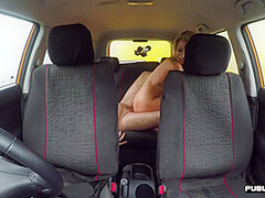 Driving student anal babe public fucked in car by instructor