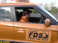 Cabdriver MILF in stockings fucked outdoor by military man