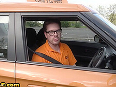 Cabdriver MILF in stockings fucked outdoor by military man
