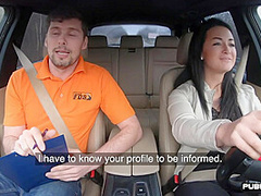 Car fucked driving student enjoys banging outdoor with tutor