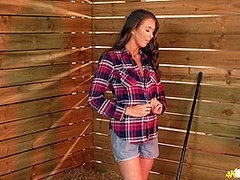 Jemma in Grab A broom - DownblouseJerk