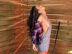 Jemma in Grab A broom - DownblouseJerk