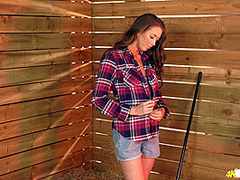 Jemma in Grab A broom - DownblouseJerk
