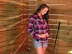 Jemma in Grab A broom - DownblouseJerk