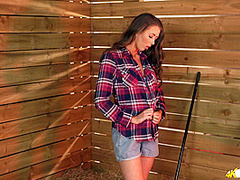 Jemma in Grab A broom - DownblouseJerk