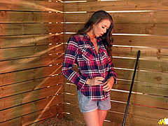 Jemma in Grab A broom - DownblouseJerk