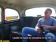 Taxi driver MILF fucked in her cab outdoor by the customer