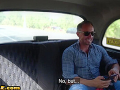 Taxi driver MILF fucked in her cab outdoor by the customer