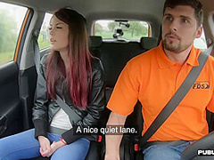 Public babe outdoor fucked in the car by driving instructor