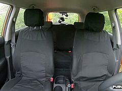 Public babe outdoor fucked in the car by driving instructor