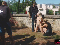 Public deepthroating slut shows public nudity outdoor