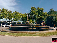 Public deepthroating slut shows public nudity outdoor