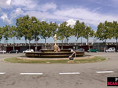 Public deepthroating slut shows public nudity outdoor