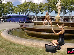 Public deepthroating slut shows public nudity outdoor