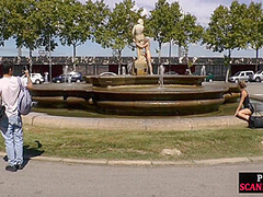 Public deepthroating slut shows public nudity outdoor