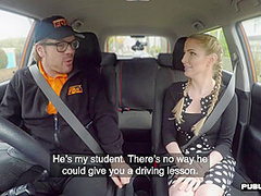 Driving student MILF public fucked outdoor in car by tutor