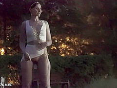 Jeny Smith tests her new suit. Flashing in public