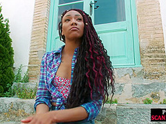 Public cumloving and feet loving ebony spanked and fucked