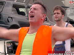 German Big Tits Mature Red Head Milf Get Anal Outdoor Threesome