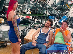 German Big Tits Mature Red Head Milf Get Anal Outdoor Threesome