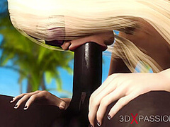 A super sexy horny blonde gets fucked by BBC in the desert island