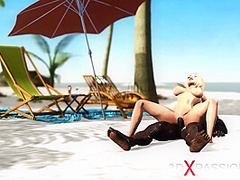 A super sexy horny blonde gets fucked by BBC in the desert island