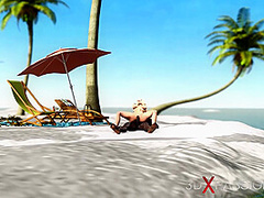 A super sexy horny blonde gets fucked by BBC in the desert island