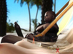 A super sexy horny blonde gets fucked by BBC in the desert island