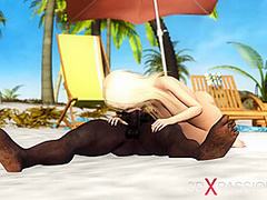 A super sexy horny blonde gets fucked by BBC in the desert island