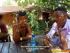 Public First Date Goes Well For African BBC After He Licks Her Ebony Partner's Pussy