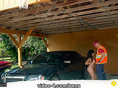 Gabriela Lopez gets a free repair after fucking the mechanic - BangRoadsideXxx