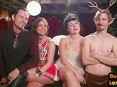 BDSM public group whipping fucking and cosplay session