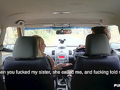 Driving tutor public bangs fishnet wearing MILF outdoor