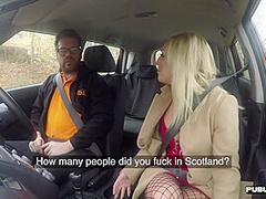 Driving tutor public bangs fishnet wearing MILF outdoor