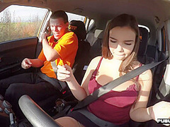 Big titted driver pussy fucked by her driving instructor