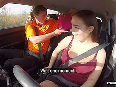 Big titted driver pussy fucked by her driving instructor