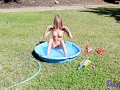 Tiny Dainty Dom Has Pool Play Fun & Her Tight Pussy Filled With Water