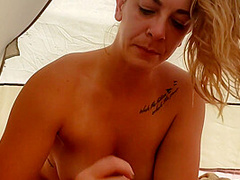 Camping Slut Gives Sloppy Deepthroat Then Rides Dick For A Creampie