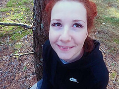 Unexpected Blowjob On A Walk In The Woods