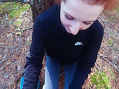 Unexpected Blowjob On A Walk In The Woods